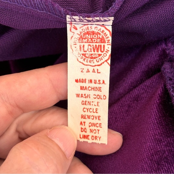 Vintage Lisanne Long Zip Front Maxi Velour Robe House Coat Union Made Purple M - Picture 8 of 9